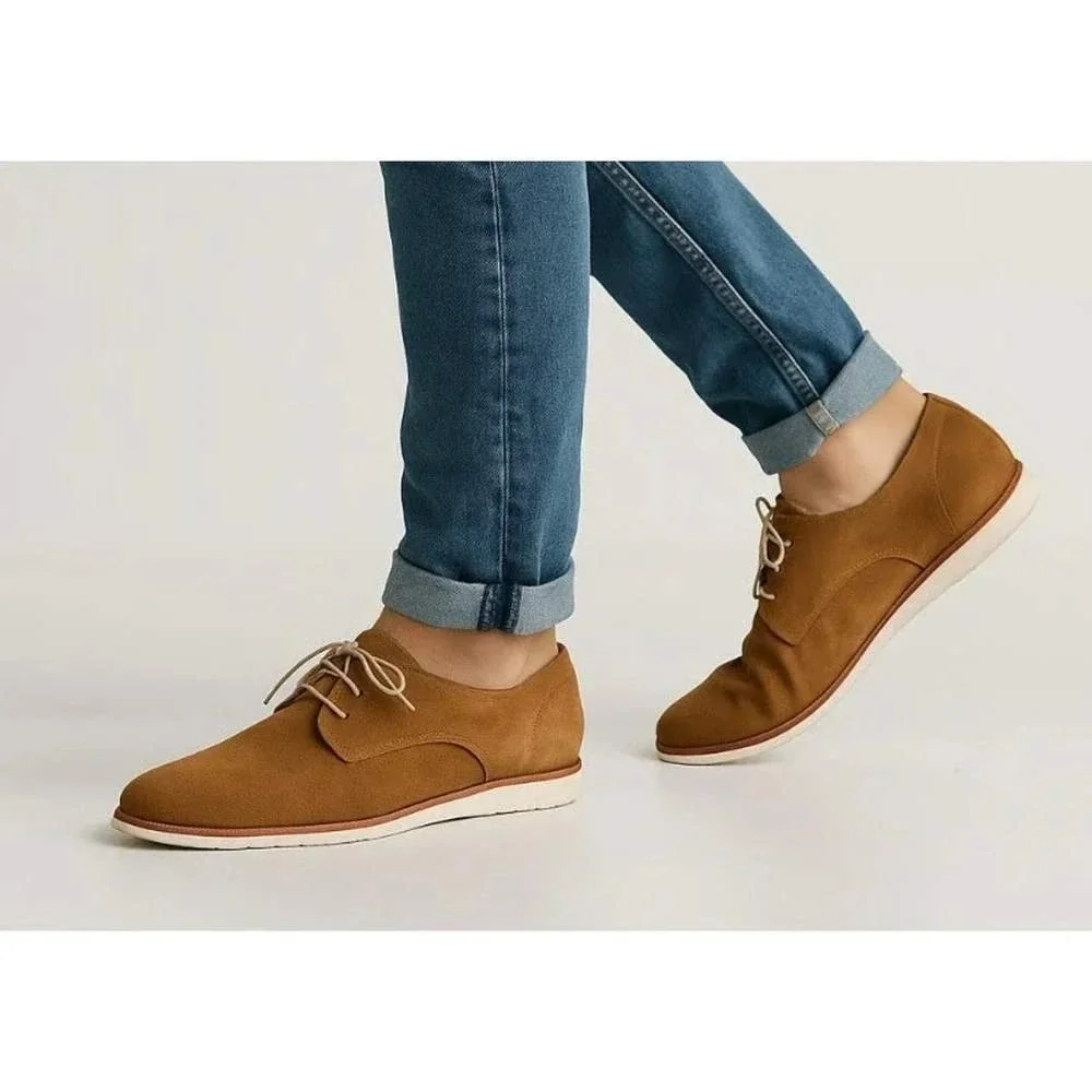 Nisolo Lightweight Flex Derby Mens Size 9 Tan Suede Leather MF-0031‎